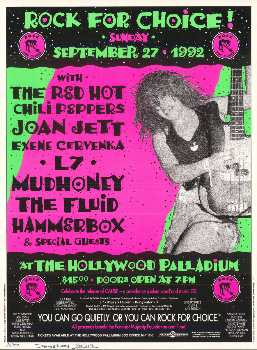 ♪♤Rockabilly night !!1992年ビラ♢♪ Rock For Choice Vintage Concert Poster from Hollywood Palladium