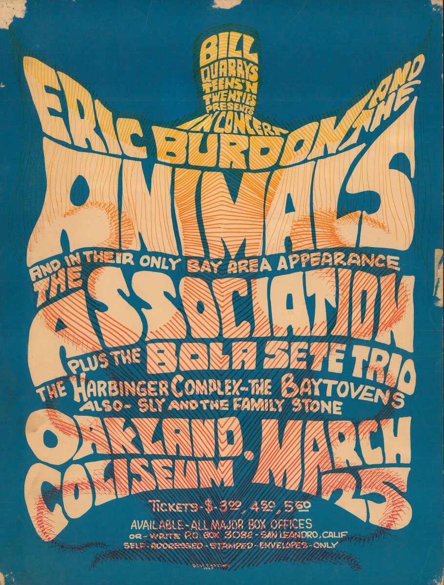 Eric Burdon & The Animals Vintage Concert Poster from Oakland