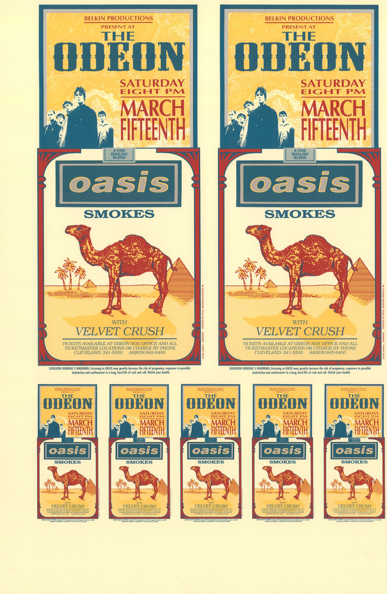 Oasis Vintage Concert Proof from Odeon - Cleveland, Mar 15, 1995