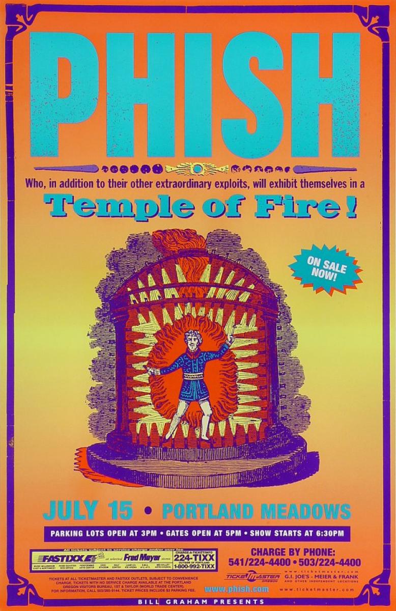 Phish Vintage Concert Poster from Portland Meadows, Jul 15, 1998