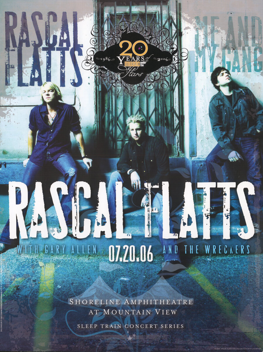 Rascal Flatts Vintage Concert Poster from Shoreline Amphitheatre