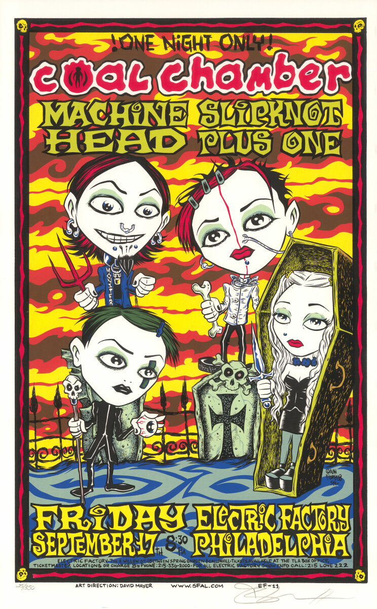 Slipknot 販促ポスター B2 来日公演 MACHINE HEAD Coal Chamber Vintage Concert Silkscreen from Electric Factory, Sep