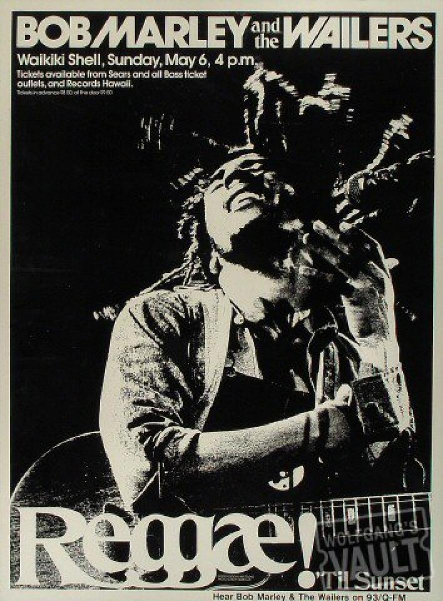 Bob Marley and the Wailers Vintage Concert Poster from Waikiki